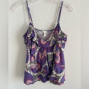 Ruffled Purple Floral Print Camisole